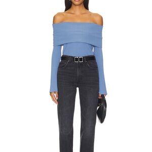 Nia the brand Blue Off-Shoulder knit top